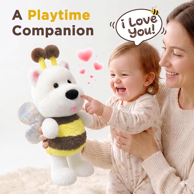 iPlay, iLearn Baby Talking Dog Toy, Toddler Musical Plush Dancing Stuffed Animal, Interactive Electronic Singing & Repeat Tummy Time Toy, Birthday Gifts 12-18 Month Infant, 1 2 3 Year Old Kid Girl Boy