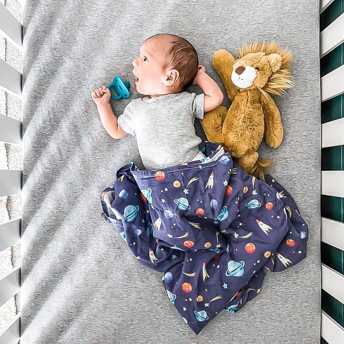 immispace - Ultra Soft Swaddle Blanket | Muslin Blankets for Girls & Boys | Newborns & Infants Gifts | 30% Organic Cotton + 70% Rayon | Large 47" x 47" | Machine Washable (Rocket)