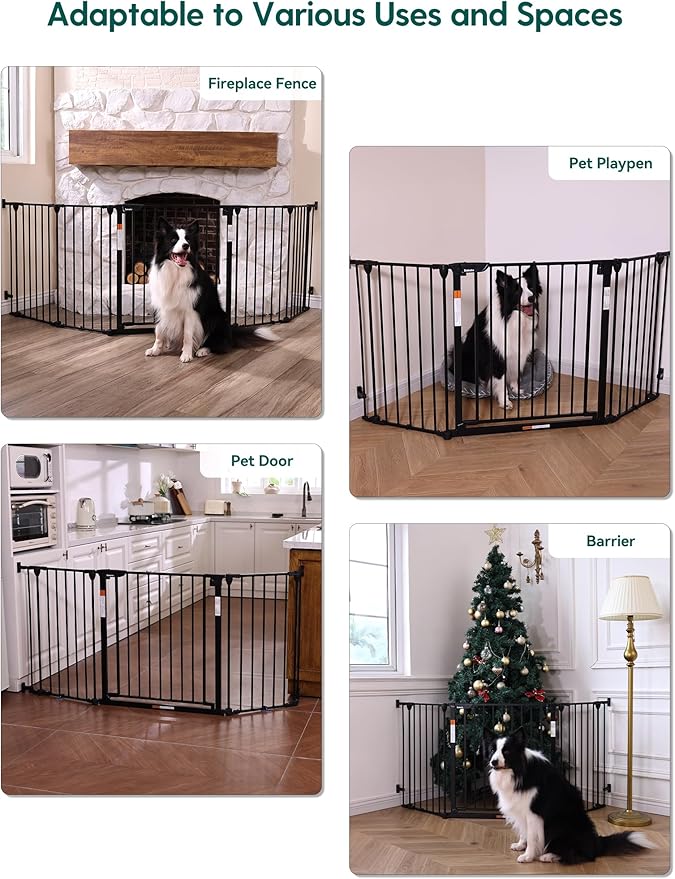 Babelio Baby Gate Extra Wide, Auto Close Dog Gate Pet Gate for House Stairs Doorways Fireplace (Black, 72" Wide Gate - 3 Panels)