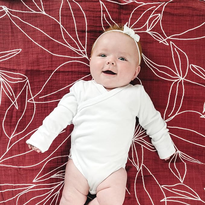 Goobie Baby Organic Muslin Swaddle Blanket, 100% Certified Organic Cotton, Ultra Soft & Breathable, Oversized 47 X 47 Inches for Easy Swaddling, Multi-Use Blanket for Nursing & More (Foliage)