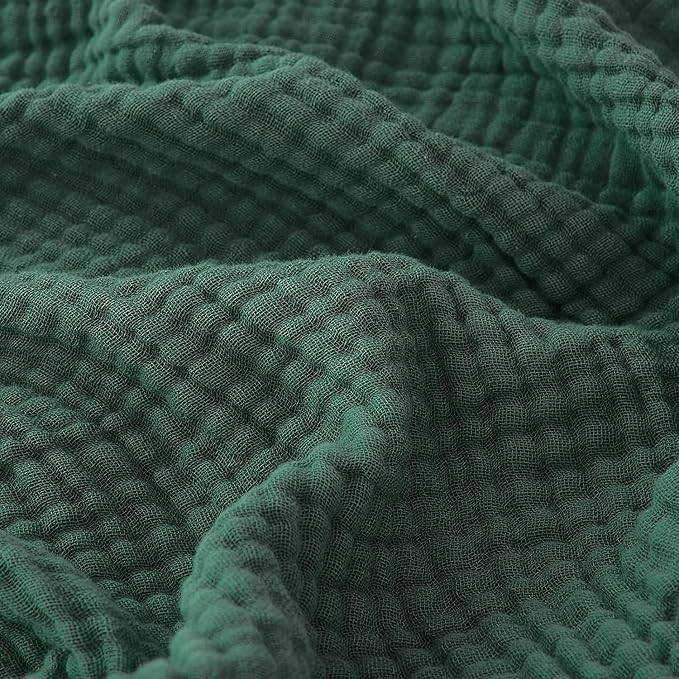 EMME Muslin Baby Blankets 100% Cotton 4-Layer Swaddle 40"x50" Lightweight Soft Breathable for Toddler, Infant, Newborn All Season Gauze Blanket, Forest Green