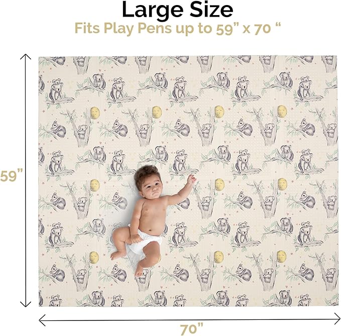 JumpOff Jo Foldable Foam Play Mat ??Large Waterproof Baby & Toddler Activity Floor Mat, Double-Sided 70 x 59 Inch Play Surface