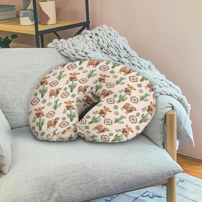 Cow Cactus Pillow Cover for Infant Snug Stretchy Nursing Pillow Case for Bottle Feeding, Breathable Baby Nursing Pillow Cover (22"x18"x6")