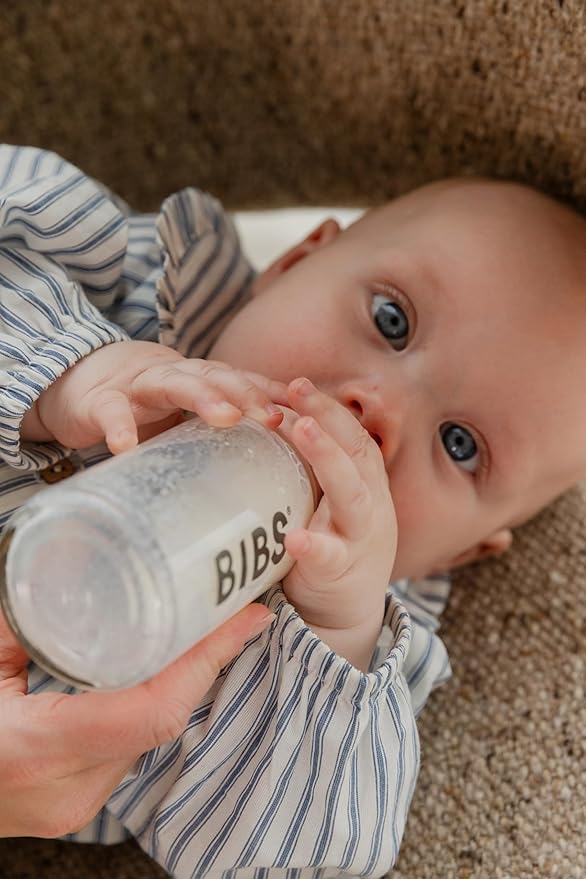 BIBS Baby Bottle 5 oz / 150 ml Natural Rubber Latex Nipple - Anti-Colic, BPA-Free, Round Nipple, Slow Flow, Lightweight & Easy to Clean, Suitable for Newborns 0+ Years - Baby Blue