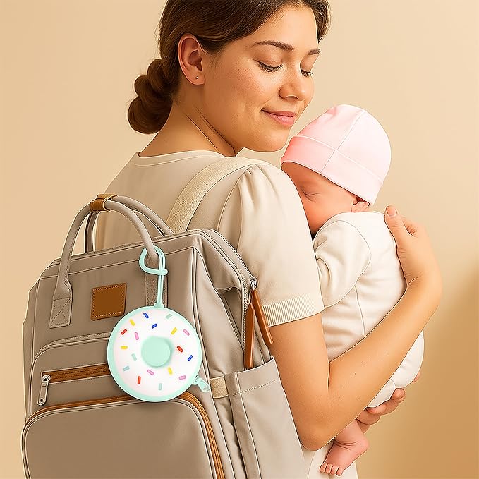 Baby Pacifier Holder Case ??BPA-Free Silicone Donut Design | Travel Pacifier Case for Diaper Bag Essentials