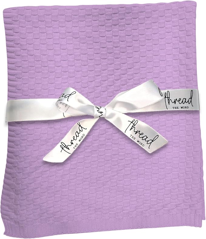 The Waffle Blanket - 100% Organic Cotton Baby Blanket, American Made, 30x40in - Bassinet, Crib, Stroller - Gift Registry Baby Shower for Newborns and Kids (Lavender)