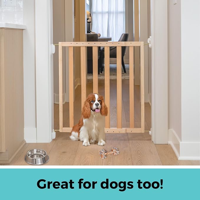 Toddleroo by North States LuxeCraft Wood Baby Safety Gate for Stairs & Doorways, Hardware Mount, Adjustable 25.25 to 39.25 Inches Wide, 30 Inches High, Beechwood Natural Wood