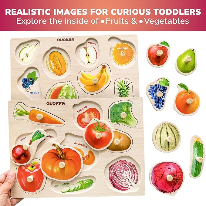QUOKKA Wooden Puzzles for Toddlers 1-3 Ages