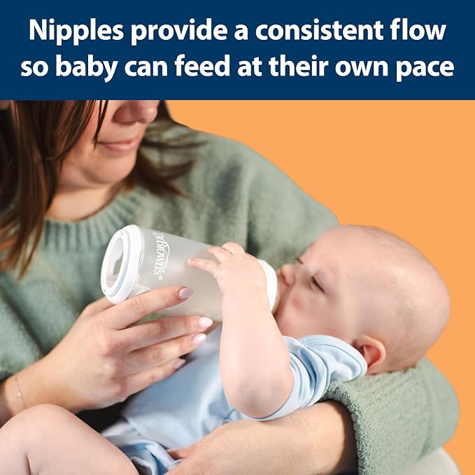 Dr. Brown's Silicone Baby Bottle with Collapsible Insert Designed to Reduce Colic, 5 oz with Wide-Neck Level 1 Slow Flow Nipple, BPA-Free, 0m+, Green, 4-Pack