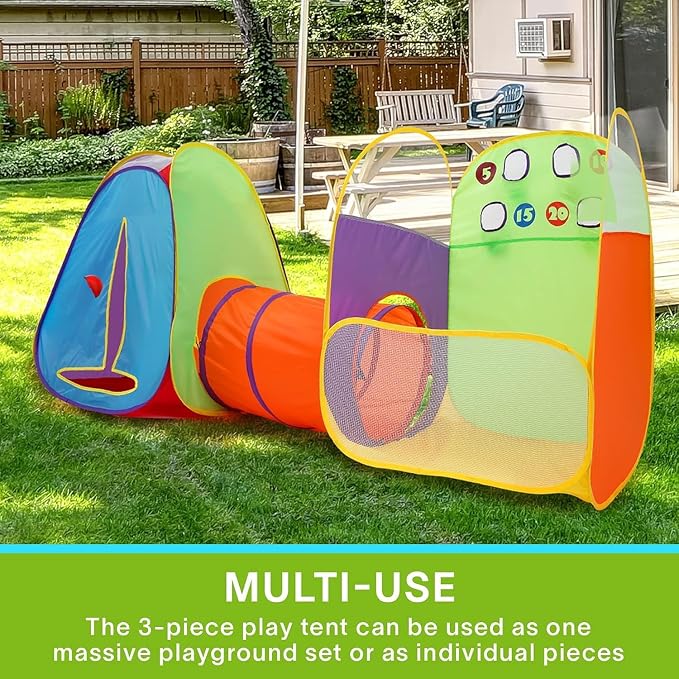 Alvantor® Kids Tent Play Tent Fun Toss It Game Zone 3-in-1 Pop Up Play Tunnel Indoor Outdoor Great Game & Toy Gift for Children (Include 4 Balls)