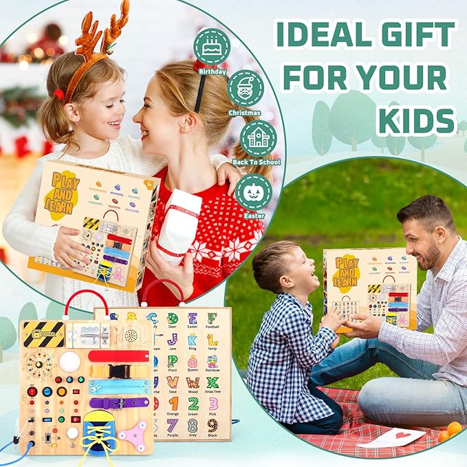 Hoarosall 23 in 1 Busy Board Montessori Toys for Toddler and 1-3 Year Old Boys and Girls