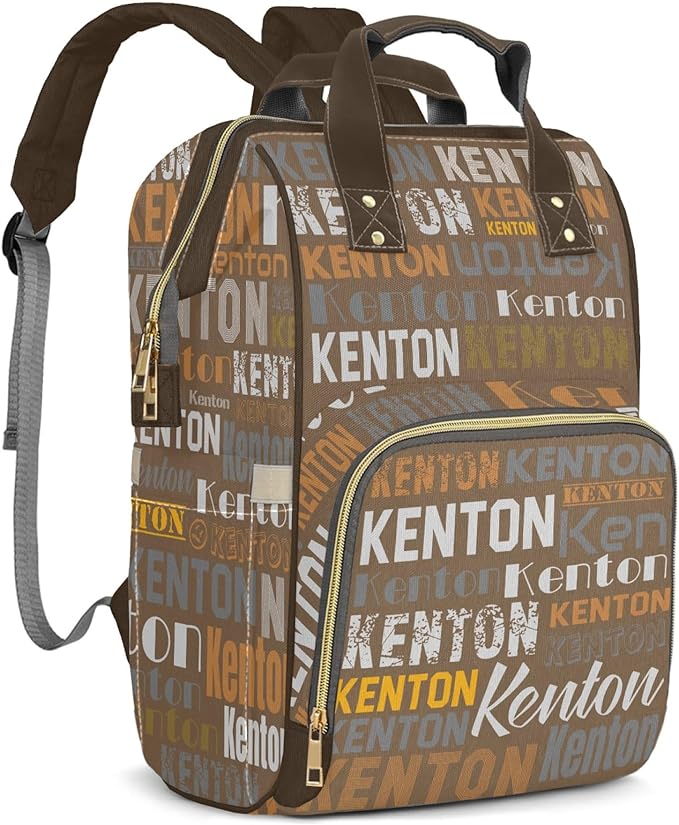 Custom Name Boy Baby Bags, Nylon Personalized Diaper Bag Backpack for Baby Boy Mom, Brown, Large Capacity, Waterproof, Multifunctional, Adjustable Shoulder Straps