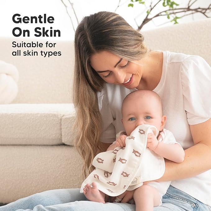 5-Pack Muslin Burp Cloths Baby Boy, Girl - Very Absorbent Baby Burp Cloth Rags, 8-Layers Viscose Derived from Bamboo Cotton Muslin Towel, Super Soft Spit Up Rags, No Shrink Washcloths (Pets & Paws)