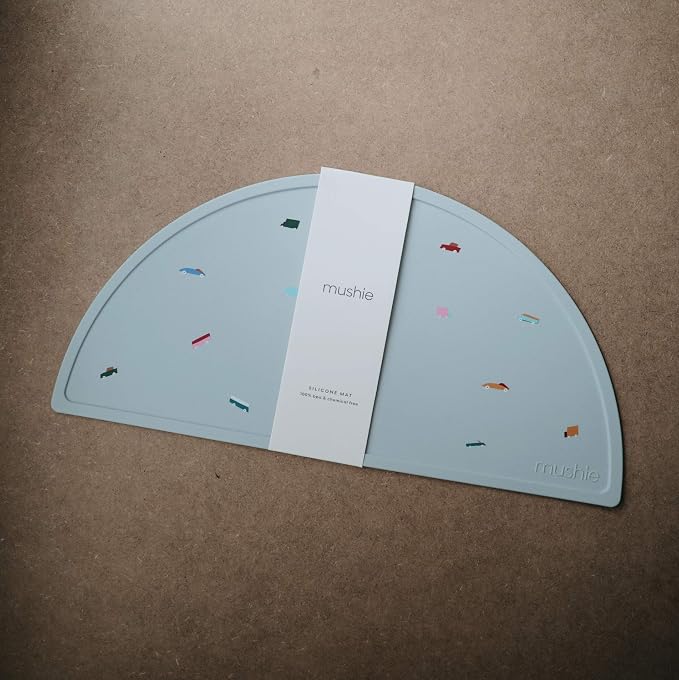 mushie Silicone Placemat for Kids | BPA-Free Non-Slip Design (Retro Cars)