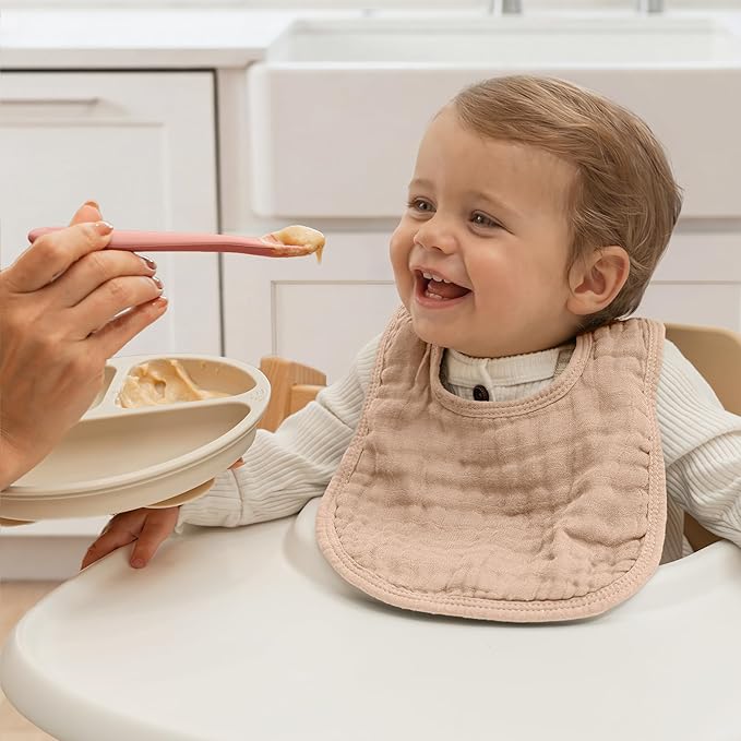 Comfy Cubs Silicone Baby Spoons Set 6-Pack, Blush 6.46 x 0.95 in ??BPA Free, Soft Gum-Safe Toddler Eating Essentials ??Lightweight & Flexible Baby Spoons, Dishwasher Safe, Fun Utensils for Babies
