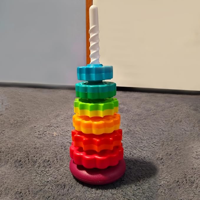 Baby Spinning Toy, Stacking Toy for Babies and Toddlers, Educational Toddler Learning Toys, Rainbow Spinning Wheel Toy for Focus, Dexterity, Brain Development, Interactive Learning stacking toys