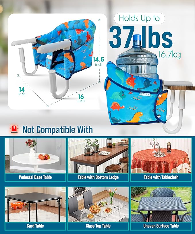 Portable Hook on High Chair for Baby & Travel Toddler from 6-36 Months ??Clip on Baby Seat for Table ??Fast Table Chair for Travel & Dining??Including Storage Bag - Blue