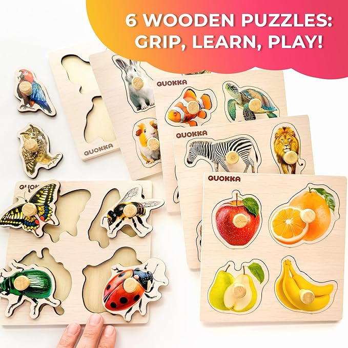 QUOKKA Multipack of 10 Peggeg Kids Puzzles for Boys and Girls