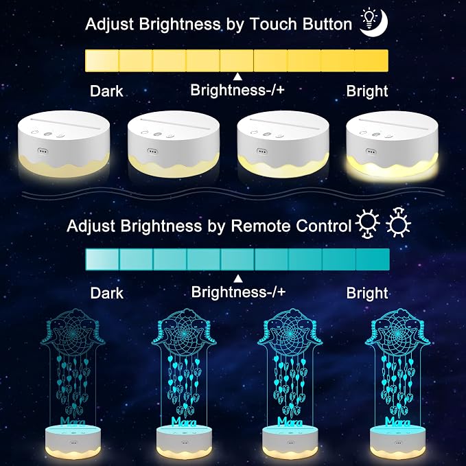 YuanDian Personalized Light up Dream Catcher Kits 3D Illusion LED Night Light with Remote 16 Changing Color Lights for Baby Kids Adults Boys Girls Women Bedroom Decor Gifts
