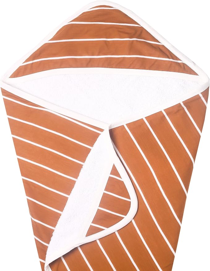 Copper Pearl Hooded Bath Towels Premium Knit/Terry Cloth Baby Towels with Hood, Pockets, and Cool Designs - Great to Gift and Make Bath Time Fun - Baby Bath Towel, Camel Stripe