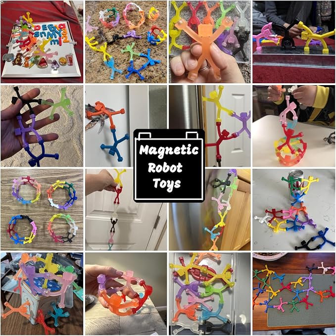 6 pcs Magnetic Travel Toys for Kids, Creative, Portable and Educational, Magnetic-People-Magnet-Men: Cute Robot & Funny Magnets, Small Fidget Toys for Classroom Prizes, Easter Egg Stuffers, Office