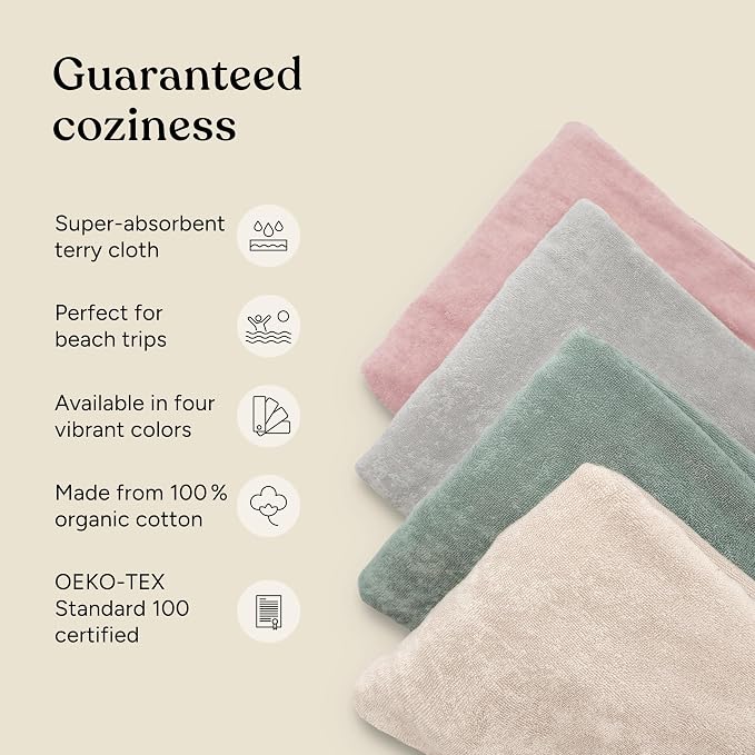 Ehrenkind® Kids Hooded Towel Poncho - 100% Organic Cotton Bathrobe for Boys & Girls, Soft & Absorbent Terry, Oeko-TEX Certified, One Size Rose, Perfect for Bath, Pool & Beach