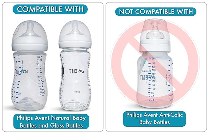 Sippy Cup Conversion Kit for Philips Avent Natural Baby Bottles 2-Count, Food Grade Silicone Spout Nipples and Weighted Straw, Bottle Handles, Cleaning Brush, BPA-Free, Straw Transition, 4+ Months