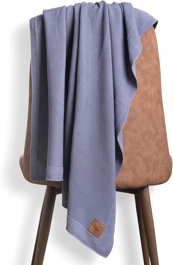 Dua 100% Tencel Baby Blanket 30x40 in, Grey Blue, Oeko-Tex Certified, Silky Soft Knit, Thermal-Regulating Swaddle and Receiving Blanket for Newborns