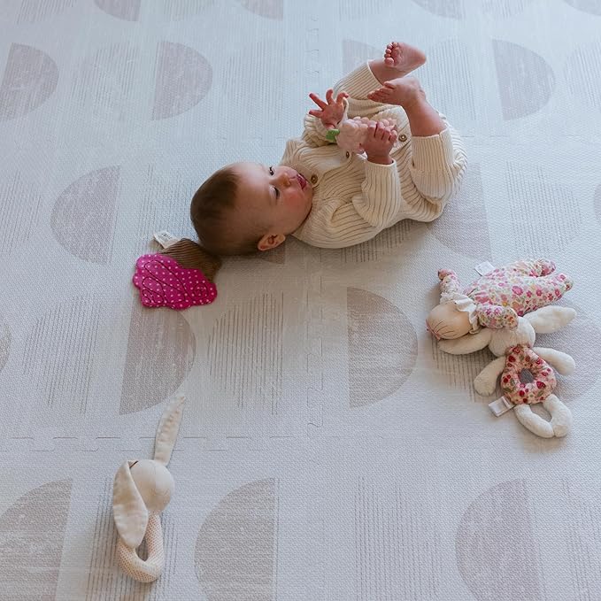 Little Landings Baby Play Mat for Floor - Aura Oat (6x6ft) - Premium EVA Foam Play Mat for Babies & Toddlers (Ages 0-5+) Non-Toxic Playmat for Tummy Time, Crawling & Playroom - Stylish & Comfortable