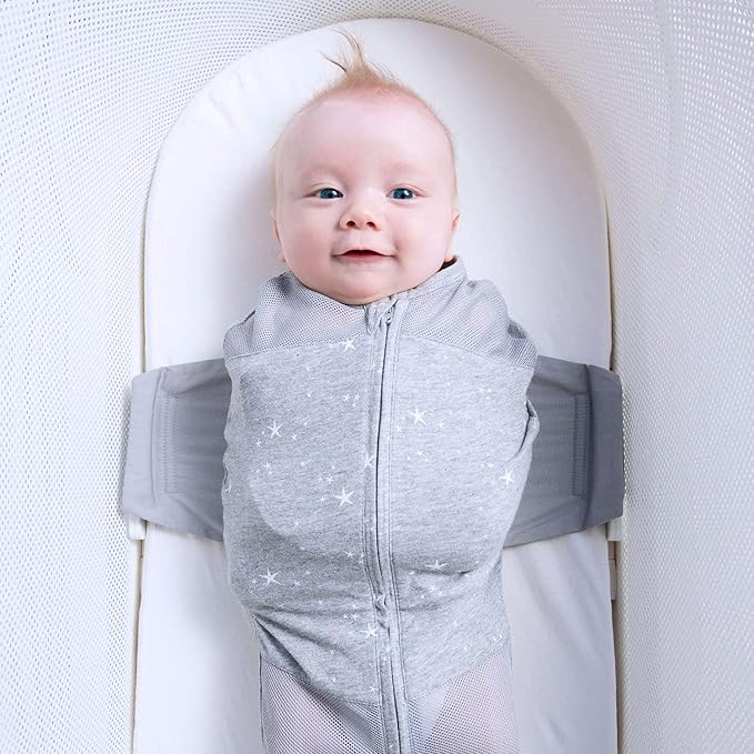 Happiest Baby SNOO Sleep Sack - 100% Organic Cotton Baby Swaddle Blanket - Doctor Designed Promotes Healthy Hip Development - 3-Pack Bundle (Graphite Planets, S, M, L)