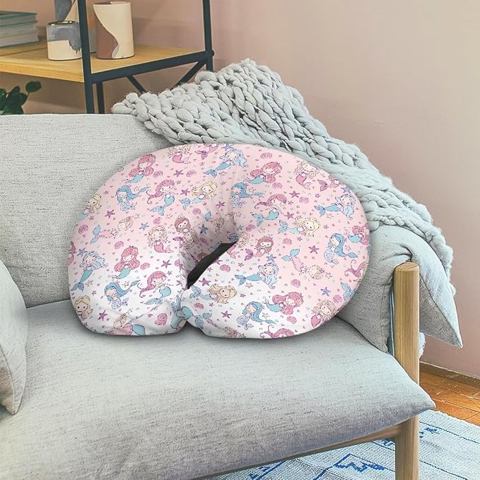 Mermaid Nursing Pillow Cover, Stretchy Soft Fabric Removable Covers for Breastfeeding Pillows Safely Fits On Standard Infant Nursing Pillows