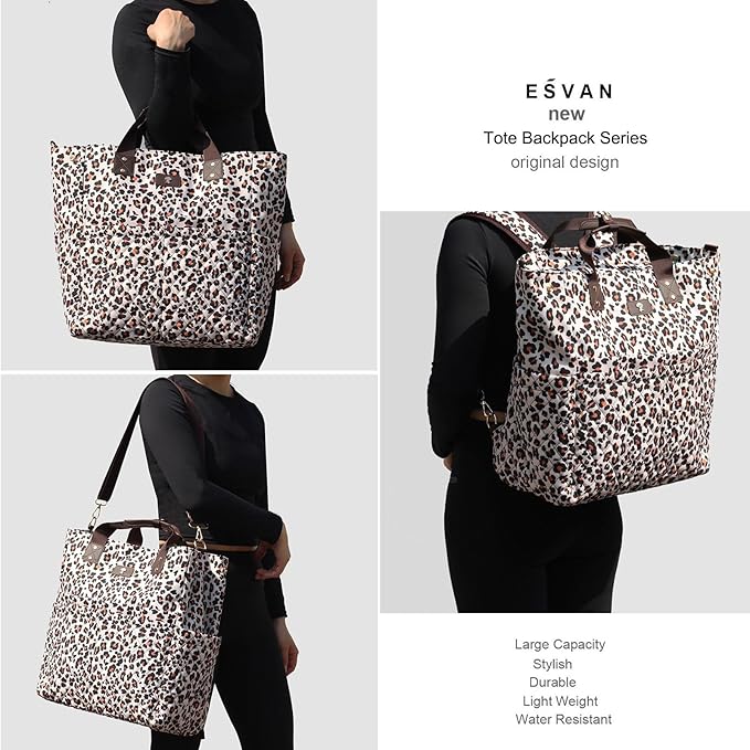 ESVAN Diaper Tote Bag Totepack Backpack Crossbody Bag 3 in 1 for Women Laptop Backpack Multifunctional with Insulated Pockets