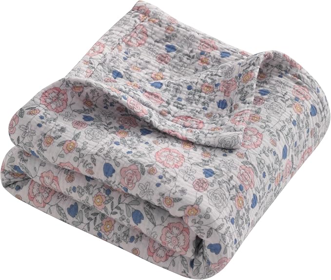 NTBAY Muslin Toddler Blanket, 4-Layer, 30x40 Soft and Breathable Receiving Blanket for Newborns and Infants, Crib Stroller Travel Use, Vintage Floral