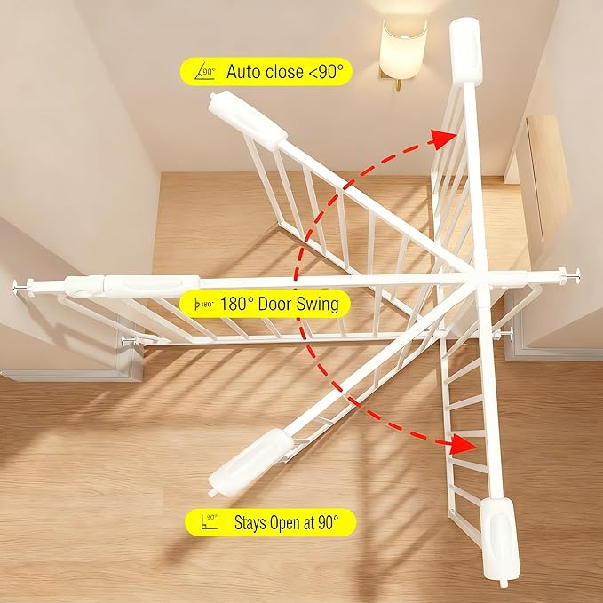 Narrow Baby Gate for Narrow Doorways Small White Tension Indoor Safety Gates Auto Close Walk Through Metal Dog Gate for The House Doorways Stairs (29.13"-33.86"/74-86CM, White)