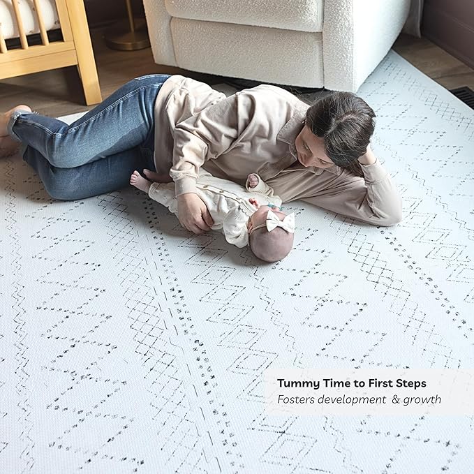 Little Landings Baby Play Mat for Floor - Boho (6x6ft) - Premium EVA Foam Play Mat for Babies & Toddlers (Ages 0-5+) - Non-Toxic Playmat for Tummy Time, Crawling & Playroom - Stylish & Comfortable