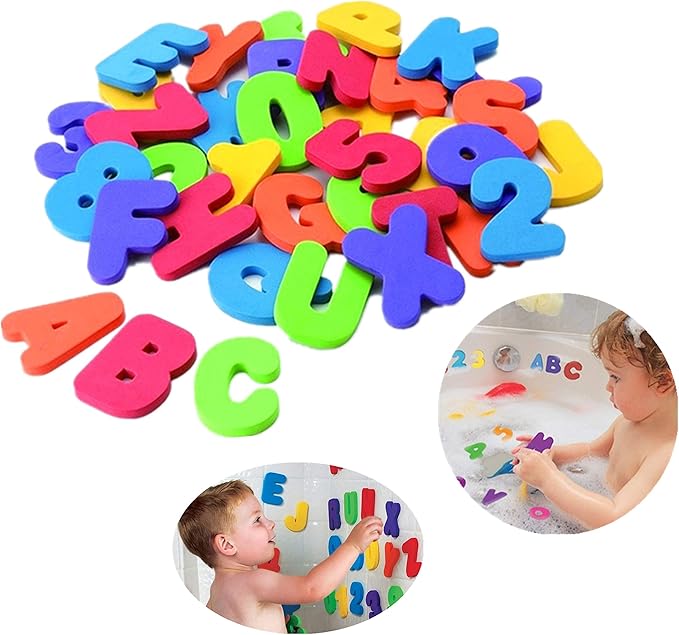 BAIVYLE Baby Bath Toys Foam Fun Alphabet Letters and Numbers-Floating Toy 36 PCS ABC for Bathtub Educational Kids Boys Girls. Baby Bath Time Toys-Makes Clean Up Easy as They Drip Dry in The Tub
