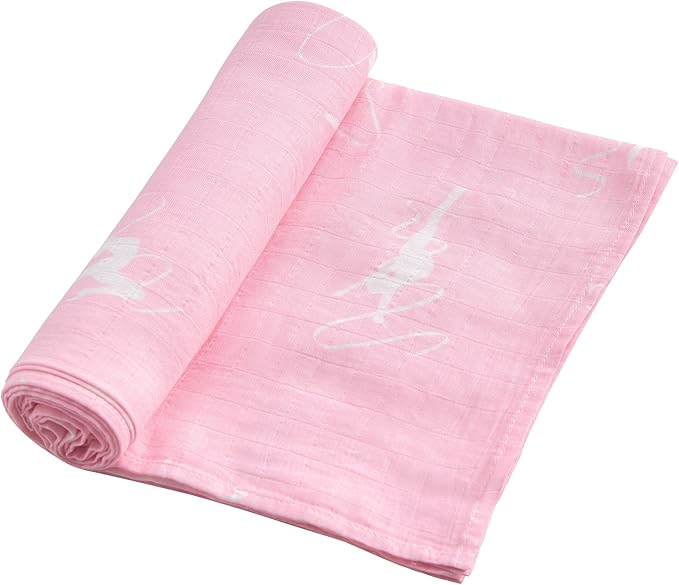 Muslin Swaddle Blankets for Newborn, Large 47"x47" Soft Breathable Bamboo Cotton Baby Blanket, Lightweight Receiving Blanket for Boys and Girls, Happy Movement