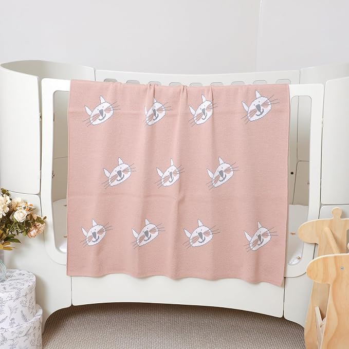 Hadetoto Baby Blankets for Boys and Girls, Newborn Knitted Cotton Swaddle Blankets Neutral Crochet Receiving Blanket, Baby Essentials, Registry & Gift, 40 x 30 inches