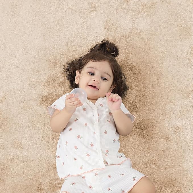 1.3" Thick Baby Floor Play Mat 39x59, Basic Padded Foam Mat for Tummy Time Crawling, Non Slip Cushioned for Babies Toddlers Infants Kids (Beige)