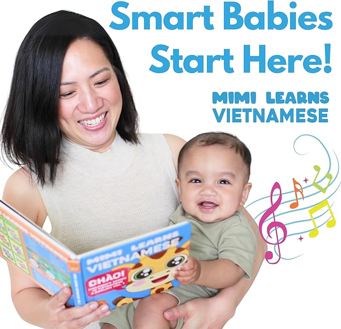 Vol. 1 ??Interactive Sound Board Book for Toddlers 1-3, Bilingual English & Vietnamese Songs & Music, Talking Musical Learning Toy and Gift for Babies & Kids