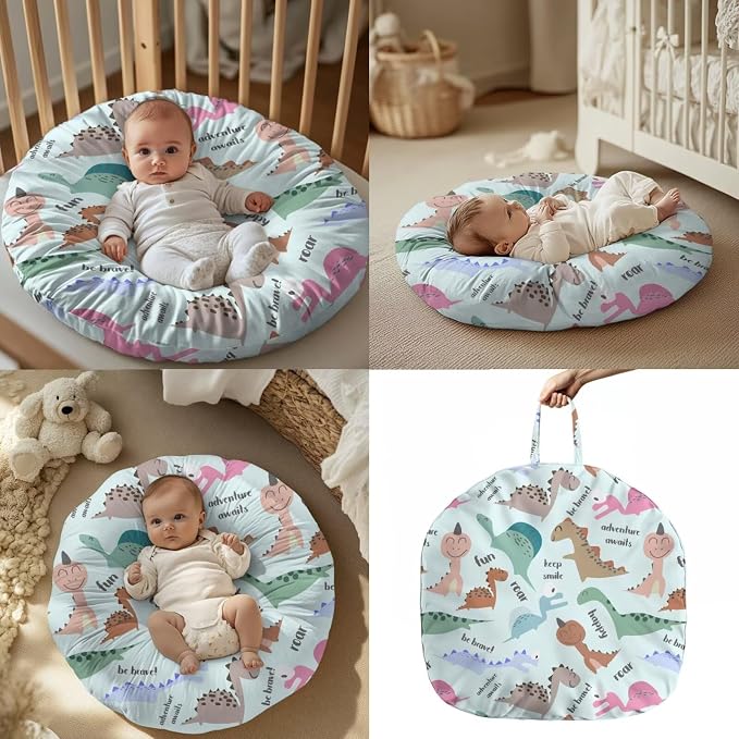 Cute Cartoon Dinosaurs Nursing Pillow Cover & Baby Lounger Replaceable Cover Set,Newborn Nest Backup Cover,Ultimate Soft & Breathable Nursing Covers for Breastfeeding Pillows (Cover Only)