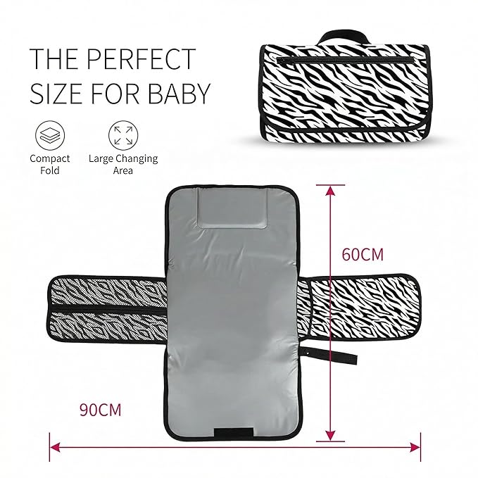 Love By Emi Portable Diaper Changing Pad, A Waterproof Travel Station and Foldable Clutch with Storage Pockets, an On-The-Go Baby Essential for Newborns and Toddlers with Cute Animals Pattern (White)