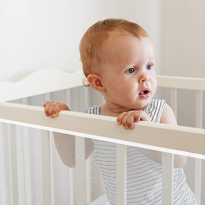 Baby Gate for Stairs, Banister Guard for Kids, Pets, Toys, 2 Set 15ft L x 2.66 ft HMesh Netting Safety Net for Balcony Rail Stair, Stairway Net Safety Products for Indoor & Outdoor (White)