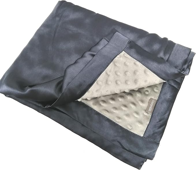Baby Soft Silk Blanket - 100% Mulberry Silk On One Layer with Minky Plush Dot Blanket Backing - Reversible Double Layer, Gift for Girls/Boys Best for Summer (28 x 40 inch, Dark Grey)