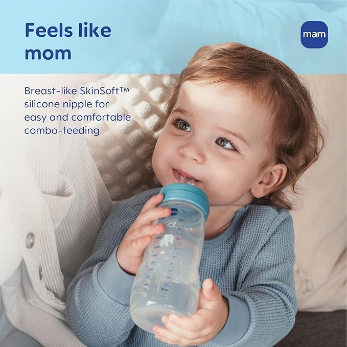MAM Easy Active Baby Bottle 4 Pack, 11oz, BPA Free, Fast Flow Silicone Nipple, Anti-Slip Grip, Leak-Proof, 4+ Months, Cotton