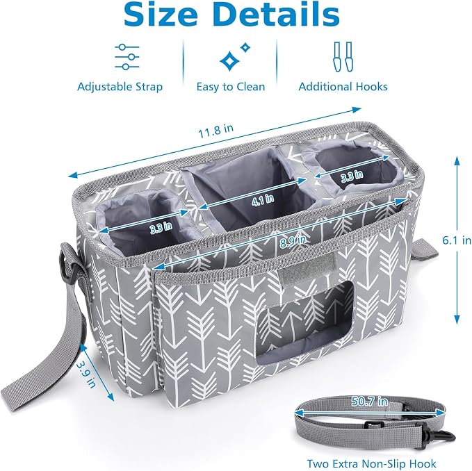 Accmor Universal Stroller Organizer with Insulated Cup Holder and Shoulder Strap, Stroller Bag Caddy Organizer Stroller Accessories for Uppababy, Baby Jogger, Nuna, Doona, Britax Strollers