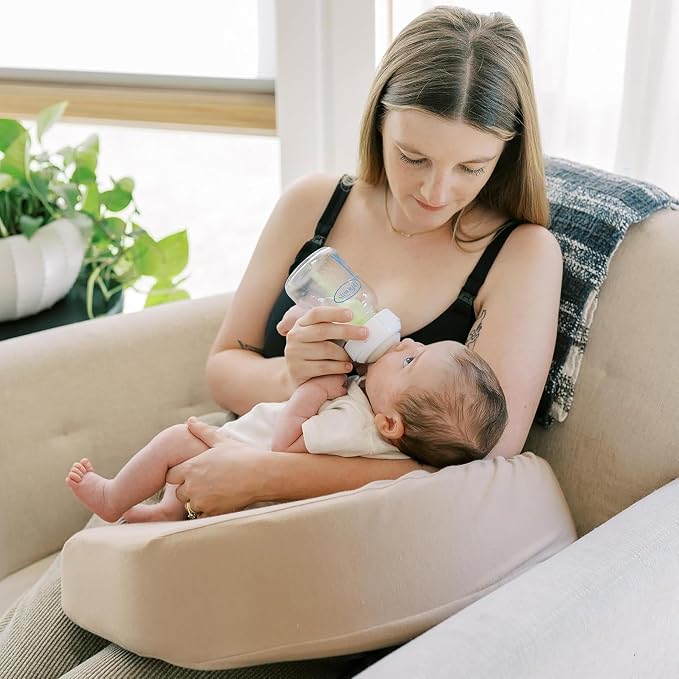 Dr. Brown's Feeding Support Pillow with Cover, Gentle Biege & Soft Touch Baby Bottle Cleaning Brush, Blue 1-Pack & Dishwasher Basket for Small Baby Bottle Parts, Blue