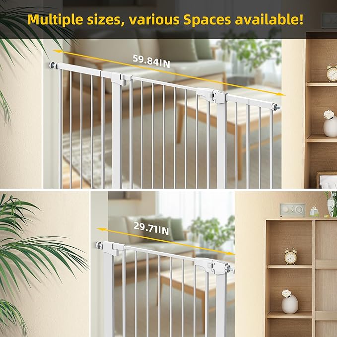 Easy Step Walk-Thru Baby Gate ??Adjustable Safety Gate for Babies & Pets, Pressure Mount Kit, Includes Wall Cups ??29.7-40.5W x 30.5H, Auto-Close White