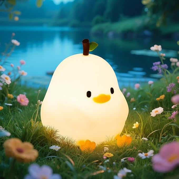 Night Light for Kids, Rechargeable Dimmable Silicone LED Nightlight with 7 Colors, Baby Nursery Night Lamp, Touch Squishy Lamp, Cute Gifts for Girls, Boys, Toddler Room Decor, White Duck