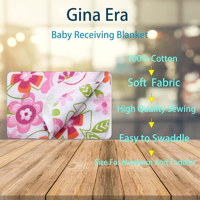 Gina Era Cotton Flannel Receiving Blankets Baby 8 Pcs, Baby Swaddle Blankets, Baby Flannel Blanket 30 X 30 Inch for Boy Girl (Style-1)